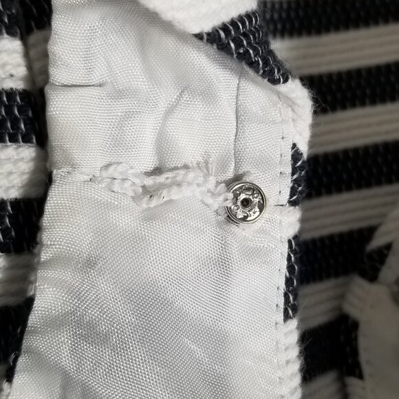 Banana Republic Sz 10 Black White Striped Fit Flare A Line Preppy Dress Pockets - Picture 7 of 12